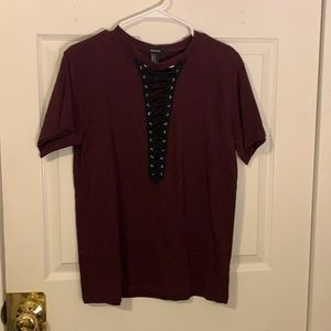 Maroon tie up tshirt